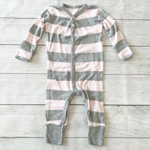 Burt’s Bees Striped Snap Romper - Picture 1 of 5